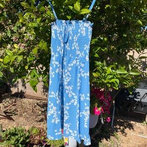 Baby Blue Spring Summer Floral Brunch Dress Bow 🌼